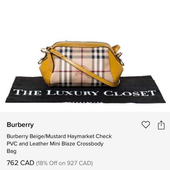 Burberry Haymarket Mini Blaze Mustard Leather Small Crossbody Bag - Picture 8 of 8